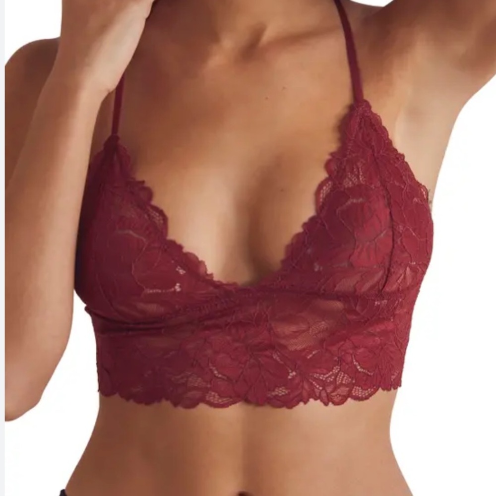 Intimately FP Free People Everyday Lace Longline Bralette In Rosewood NWT XS